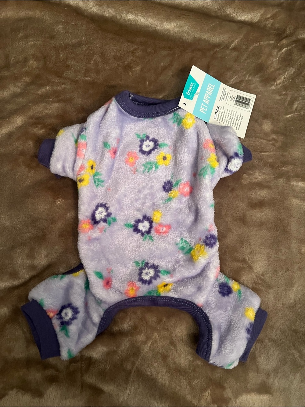 XS Purple fleece dog pajamas